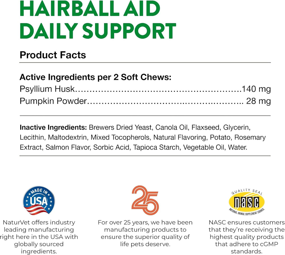 NaturVet Hairball Remedy Vitamin & Digestive Aid Supplement for Cats – Pet Health Supplement for Cat Hairballs, Digestive System Support – Includes Pumpkin, Vitamins – 50 Ct.
