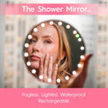RIKI LOVES RIKI GLAMCOR Home Fogless Shower Shaving Mirror with Lights | Heated Instant Fog-Free Glass, Secure Magnetic Mount, HD LEDs and Rechargeable Batteries