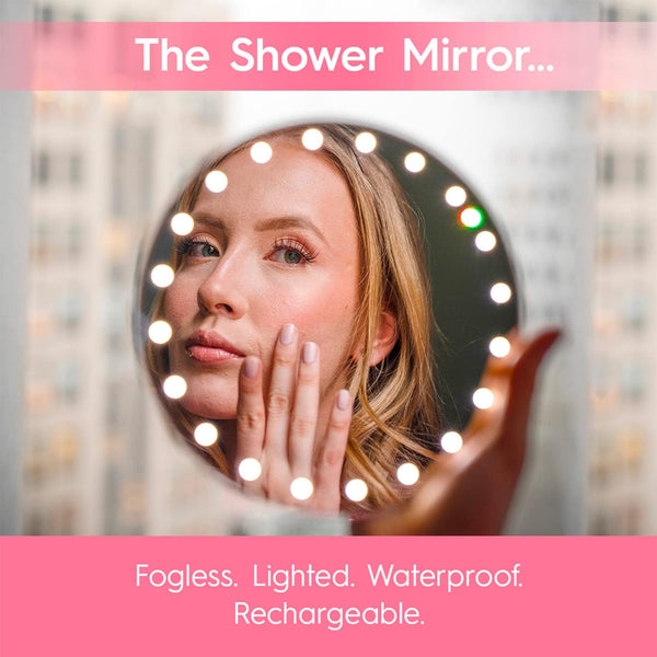 RIKI LOVES RIKI GLAMCOR Home Fogless Shower Shaving Mirror with Lights | Heated Instant Fog-Free Glass, Secure Magnetic Mount, HD LEDs and Rechargeable Batteries