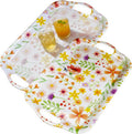 Thanksgiving Serving Trays with Handles, 19 x 11.6 Inch, Set of 2, Bamboo Fiber Serving Platter, Dishwasher Safe, with Removable Silicone Mats, Turkey and Fall Plaid