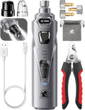 Whisper Quiet Dog Nail Grinder with 4 LED Lights, Safe & Stress-Free for Sensitive Dogs Cats of All Breeds & Sizes, 3 Grinding Bits, 3-Speed, Pet Nail Trimmers, Rechargeable Painless Grooming Kit