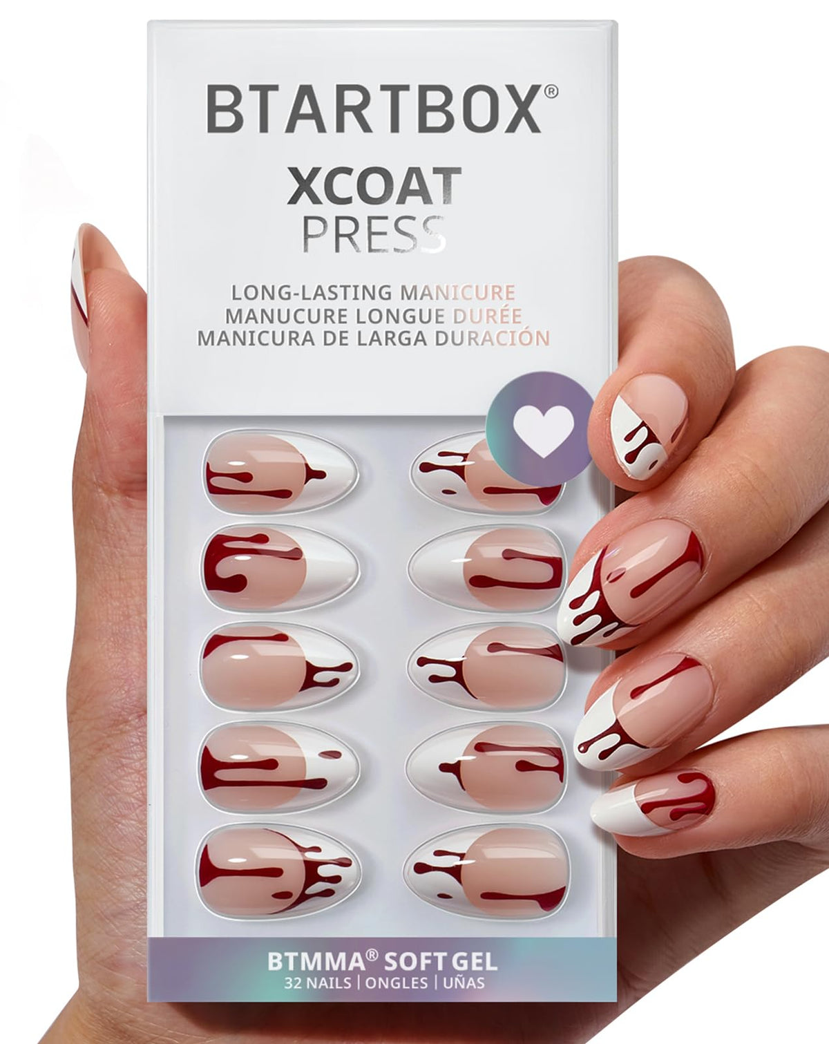 BTArtbox Press On Nails, Cream Puff, Short Almond, Ombre Off White, 32Ct | 2+ Weeks Wear, Salon-Quality Natural Nails, 10-Minute Easy Daily Application, Fast Removal, 16 Sizes, All-in-One Complete Kit