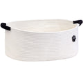 Optish Dog Toy Basket, 30L Toy Box and Bin for Dog Cat Storage, 19.7" X 11" X 7.9" Large Woven Rope Basket for Blanket Storage, Living Room, Bedroom, White & Brown