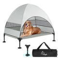 Upgraded Elevated Dog Bed with Canopy, Portable Raised Outdoor Dog Bed with Stable Anti-Slip Feet, Wider Shade Pet Bed Cot, Raised Dog Beds for Large Dogs Camping, Indoor & Outdoor Use