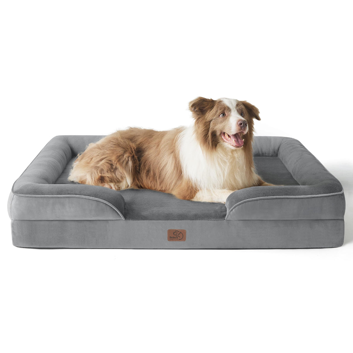 Bedsure Orthopedic Dog Bed Medium Size Dogs - Washable Small Medium Dog Cat Bed Waterproof, Comfort Cats Couch Sofa with Washable Removable Cover, Pets Bed with Nonskid Bottom, Grey, 28"