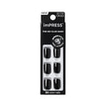 Kiss Impress No Glue Mani Press On Nails Kit, 30 All Black Peel and Stick Nails, Super Slim Short Squoval, Glossy Gel Finish, PureFit Technology, Includes Prep Pad, Manicure Stick & Mini File