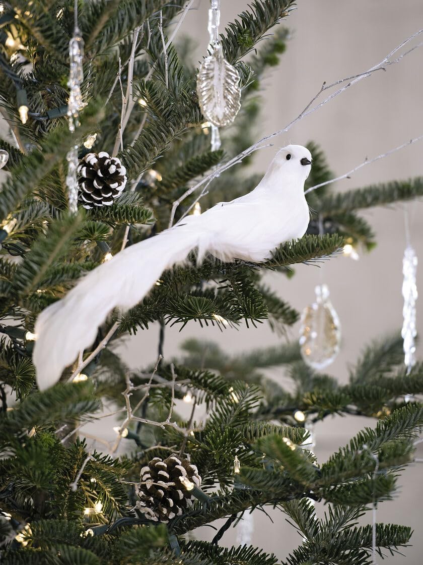UWIOFF 12 Pcs Artificial White Dove Birds Clip On Christmas Tree Ornament