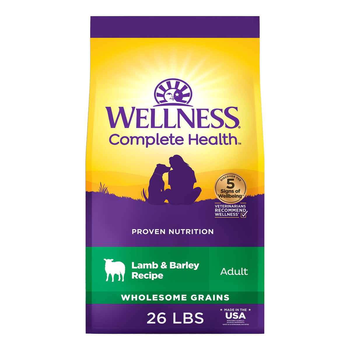 Wellness Complete Health Adult Dry Dog Food, Wholesome Grain Kibble, Natural, Chicken and Oatmeal Recipe, 30 lb Bag