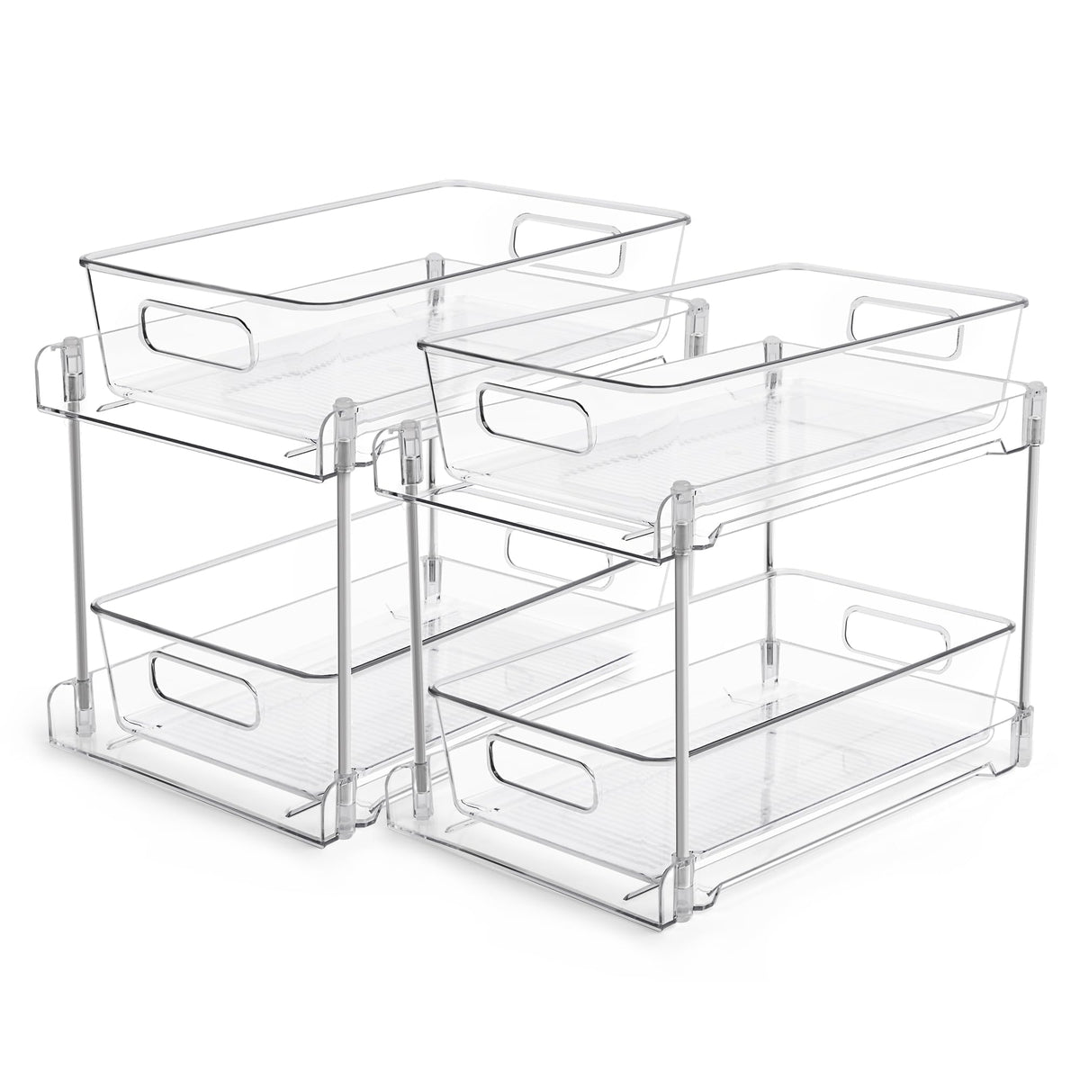 Vtopmart 4 Pack Pull Out Bathroom Under Sink Organizer (S-Standard) | Slide-out drawers, Multi-purpose storage, Clear visibility, Easy Set-up