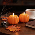 Fall Decor Pumpkin Flameless Candles Remote LED Candles Orange Set of 2