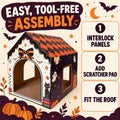 Halloween Cardboard Cat House with Scratcher Pad, 16.5 x 12.5 x 15.5 in