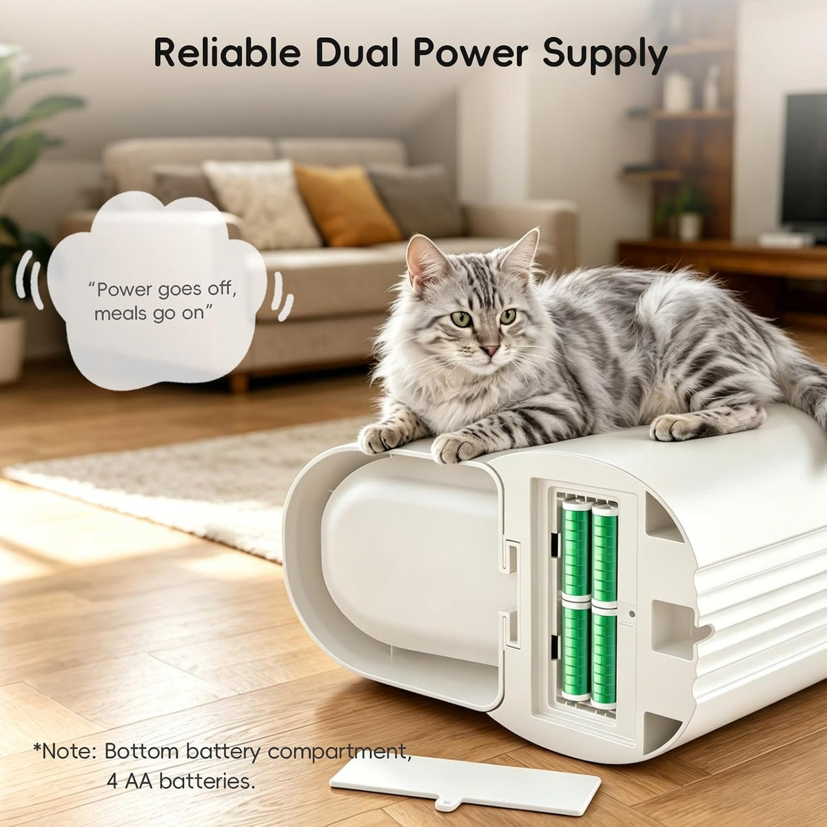 Automatic Cat Feeder, 4L/17 Cups Timed Dispenser for Cats & Dogs | Programmable 1-6 Meals & 1-12 Portions Daily, Anti-Jam Design, Dual Power Supply & Lock-Fresh Technology