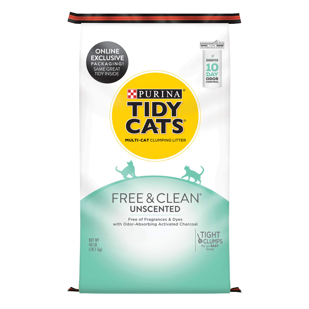 Purina Tidy Cats Free and Clean Unscented Clumping Cat Litter with Odor Control - 38 lb. Box