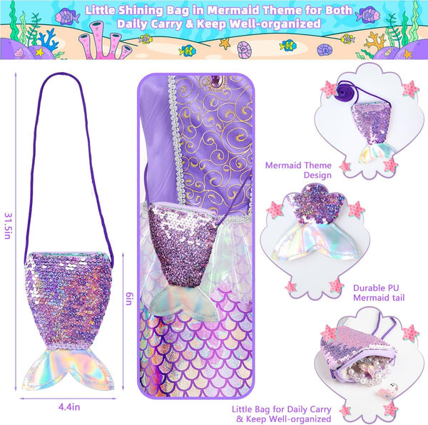 Meland Mermaid Dress for Girls Age 3-10, Princess Dress Up Costume Toy Gift