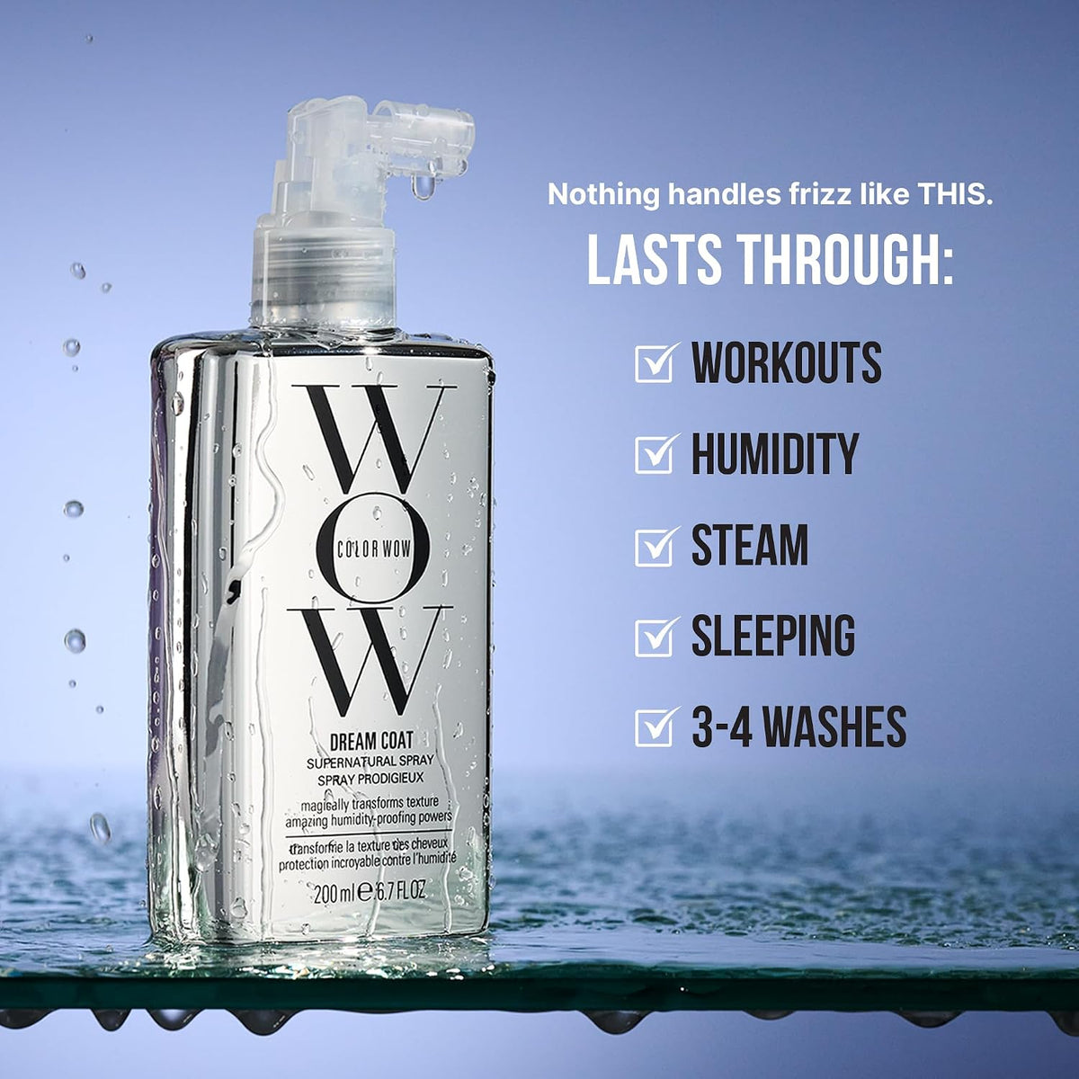 COLOR WOW Dream Coat Supernatural Spray, Anti-Humidity Frizz Control and Heat Protectant for Glassy, Shiny Hair