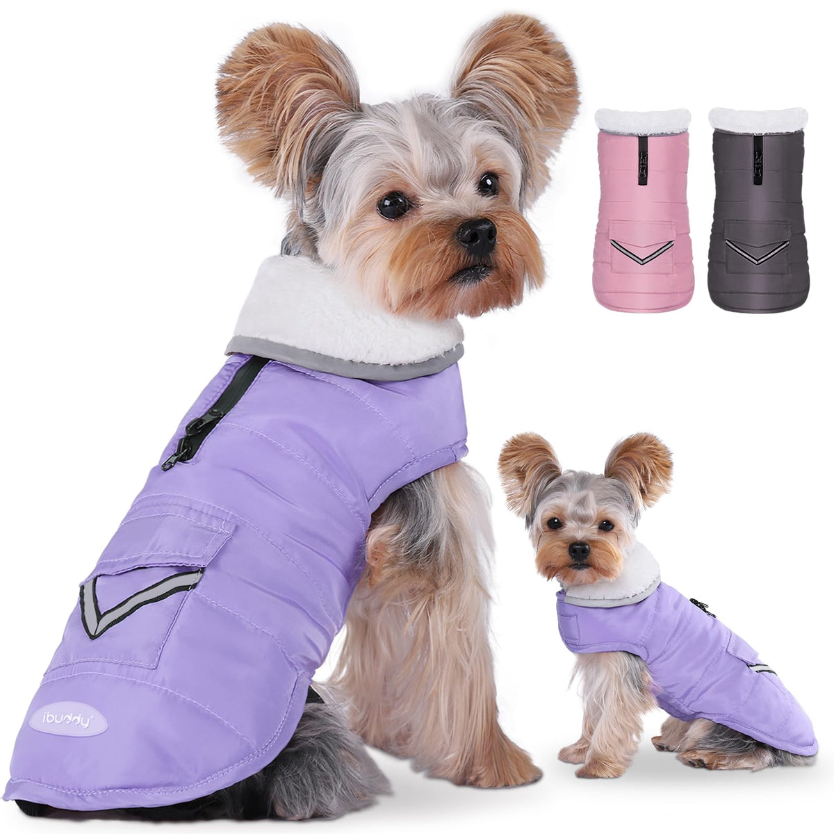 Dog Winter Coat for X-Large Dogs, Easy on Dog Snow Fleece Coat Velcro Waterproof Pet Puffer Jacket with Harness Hole Adjustable Reflective Quilted Pet Cold Weather Vest for Girl Female