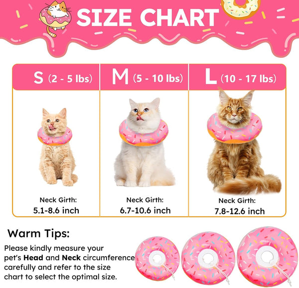 Hpetppy Cat Cone Collar Soft, Cat Recovery Collar for Wound Healing Cute Donut Adjustable Kitten Cones to Stop Licking Comfortable Lightweight Neck Elizabethan Collars for Kittens After Surgery