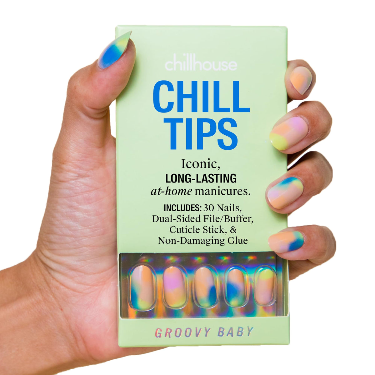 Chillhouse - Chill Tips, Press on Nails Kit - Sea Siren (Almond) - 30 Nail Shapes & Sizes - Up to 2 Weeks of Wear - Customizable Fit - Reusable - Latina Founded & Women Owned - Beauty & Self Care