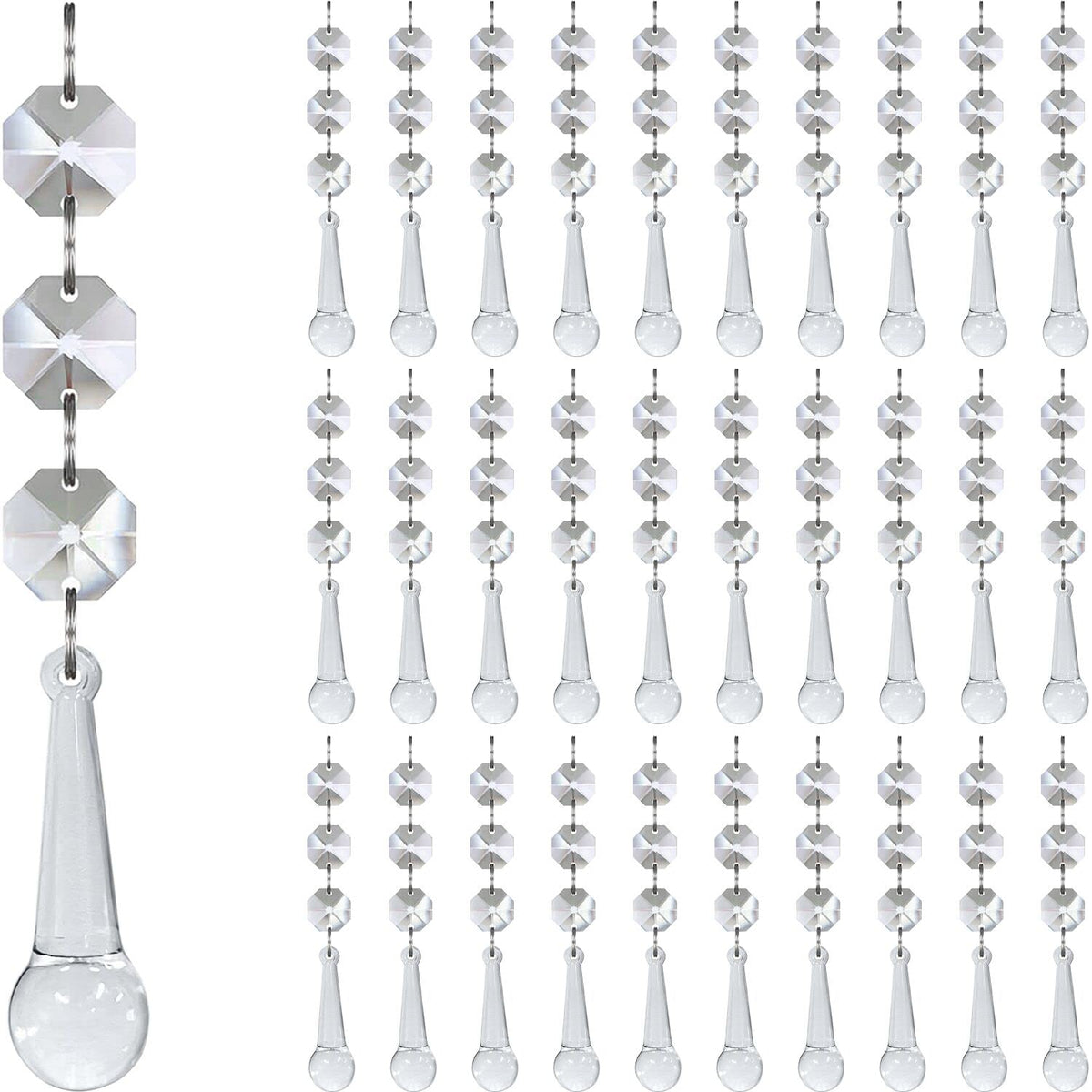 Crystal Snowflake Ornaments Christmas Tree Decorations 30-Pack Hanging Clear Acrylic Snowflake Christmas Tree Ornaments Winter Wonderland Home Decor Indoor, Snow Flake Star Xmas Holiday Party Supplies