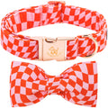 Fall Dog Collar with Bow, Black and Orange Print Fall Pet Collars Small