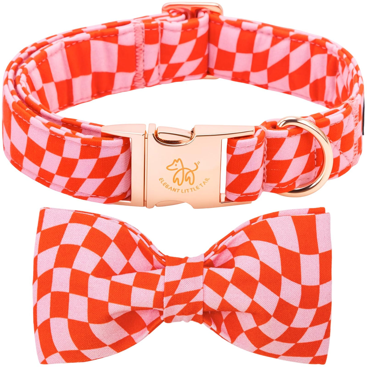 Fall Dog Collar with Bow, Black and Orange Print Fall Pet Collars Small