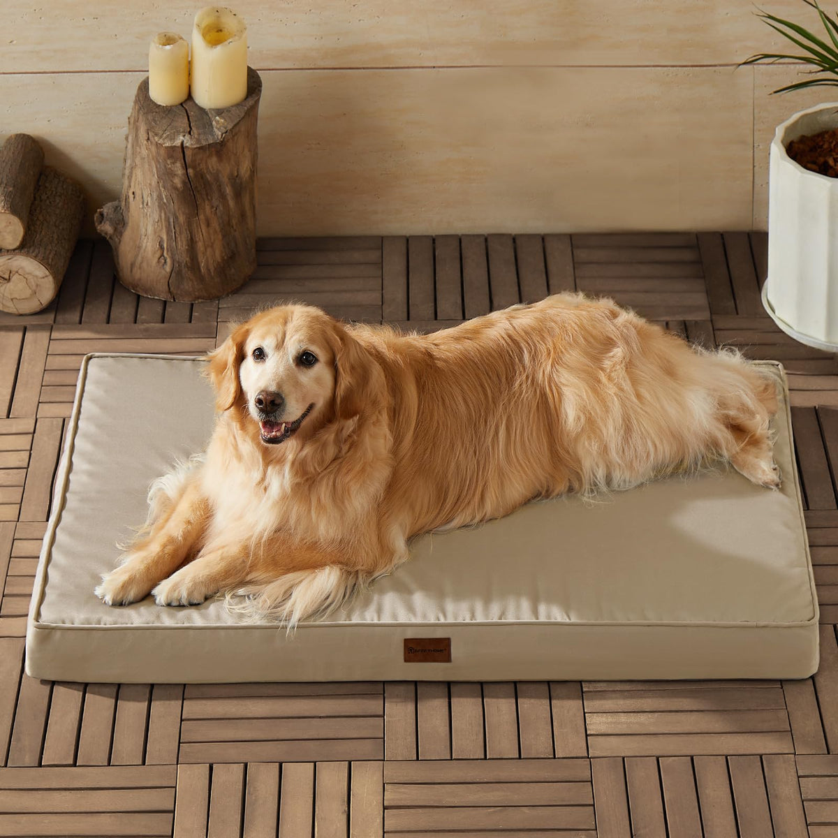 BFPETHOME Outdoor Dog Beds for Large Dogs, Waterproof Dog Bed for Medium, Large, Extra Large Dogs, Orthopedic Pet Bed with Removable Washable Cover, Egg Crate Foam Pet Bed Mat. (36 x 27 in, Grey)