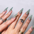 Halloween Long Stiletto Press on Nails Glossy Purple Glitter Acrylic False Nails 24Pcs Sparkly Fake Nail Black Bats Gel Glue on Nail French Tips Stick on Fingernails for Coquette Women Girls