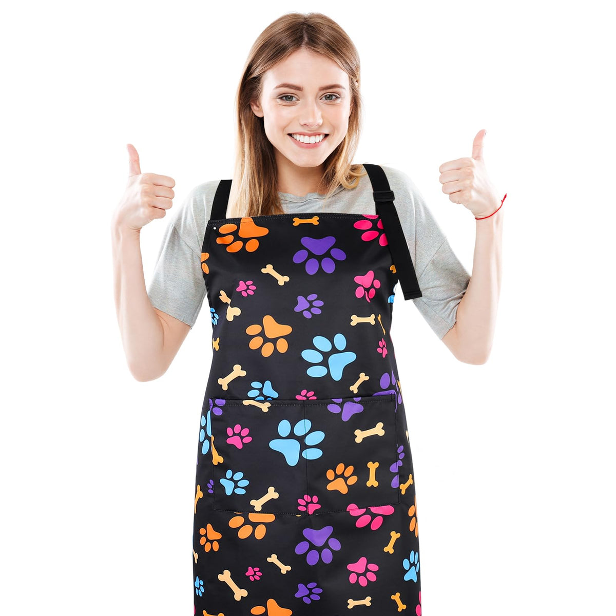 Dog Grooming Waterproof Apron with 2 Pockets, Cute Animals Puppy Dog Pets Apron