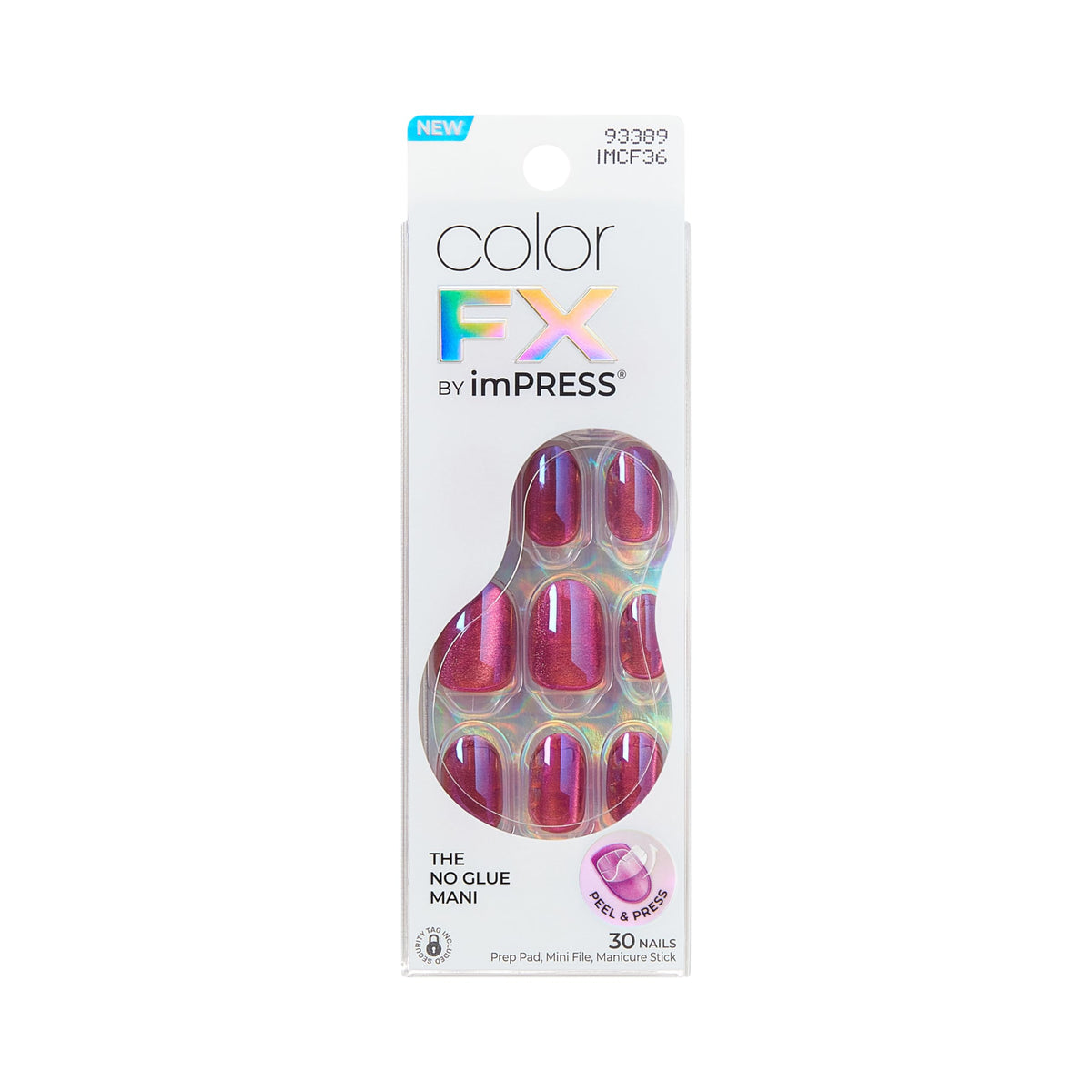 Kiss colorFX by Impress Press On Nails, Levels, 30 No Glue Peel and Stick Nails Kit with IMPROVED Adhesive, Pink Squoval Chrome Effect, Includes Prep Pad, Manicure Stick & Mini File