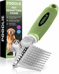 Poodle Pet Detangling Pet Comb with Long & Short Stainless Steel Teeth for Removing Matted Fur, Knots & Tangles – Detangler Tool Accessories for Safe & Gentle DIY Dog & Cat Grooming