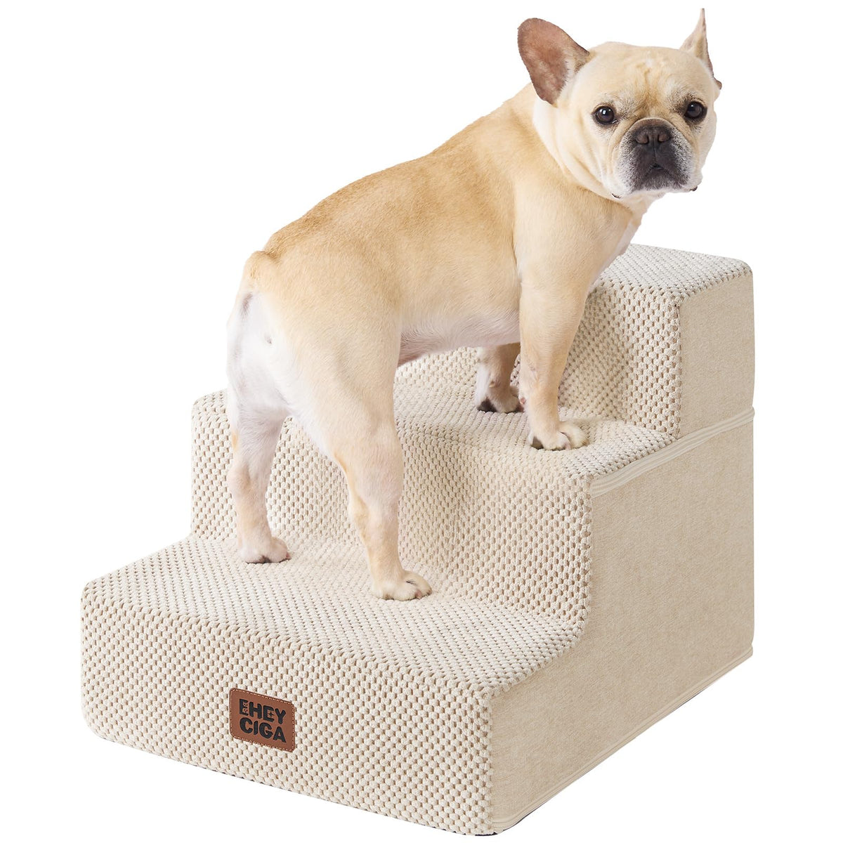 EHEYCIGA Dog Stairs for Bed 18" H, 4-Step Dog Steps for High Bed, Pet Steps for Small Dogs and Cats, Non-Slip Balanced Pet Ramp Indoor, Grey