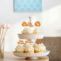 24pc Little Pumpkin Cupcake Toppers - Glitter Pumpkin Cupcake Picks - Baby Shower Decorations - Fall Harvest Theme - Kids Birthday Party Supplies