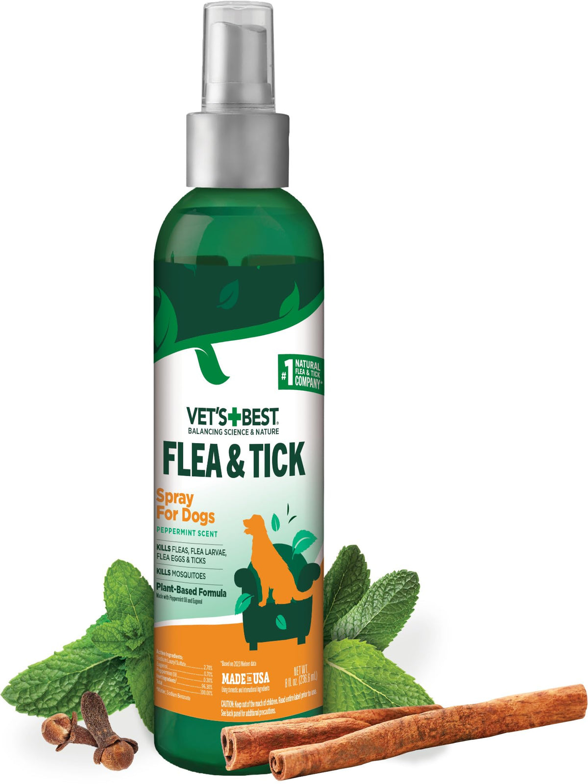 Vet's Best Flea & Tick, Mosquito, Yard & Kennel Spray for Dogs, 32 oz | Plant-Based Yard Treatment, Kills Fleas, Ticks & Mosquitoes, Ready-to-Use Hose Attachment, Safe for Plants, Made in USA