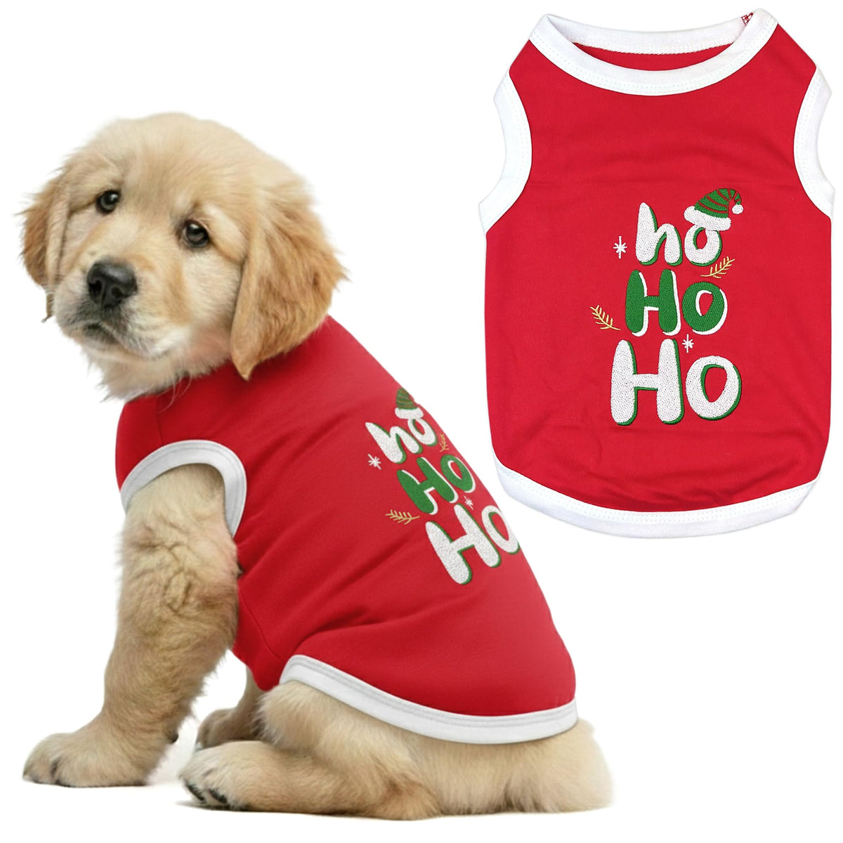 Parisian Pet Dog Tshirt - Embroidered “ Sorry Santa I Ate Your Cookies “ Dog Shirt - Lightweight Cotton Pet Christmas Outfit - Sleeveless Christmas Puppy Clothes - Shirts for Small Dogs - XXS
