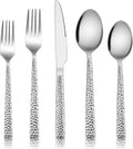 E-far Hammered Silverware Set for 8, 40 Pcs Stainless Steel Flatware Set