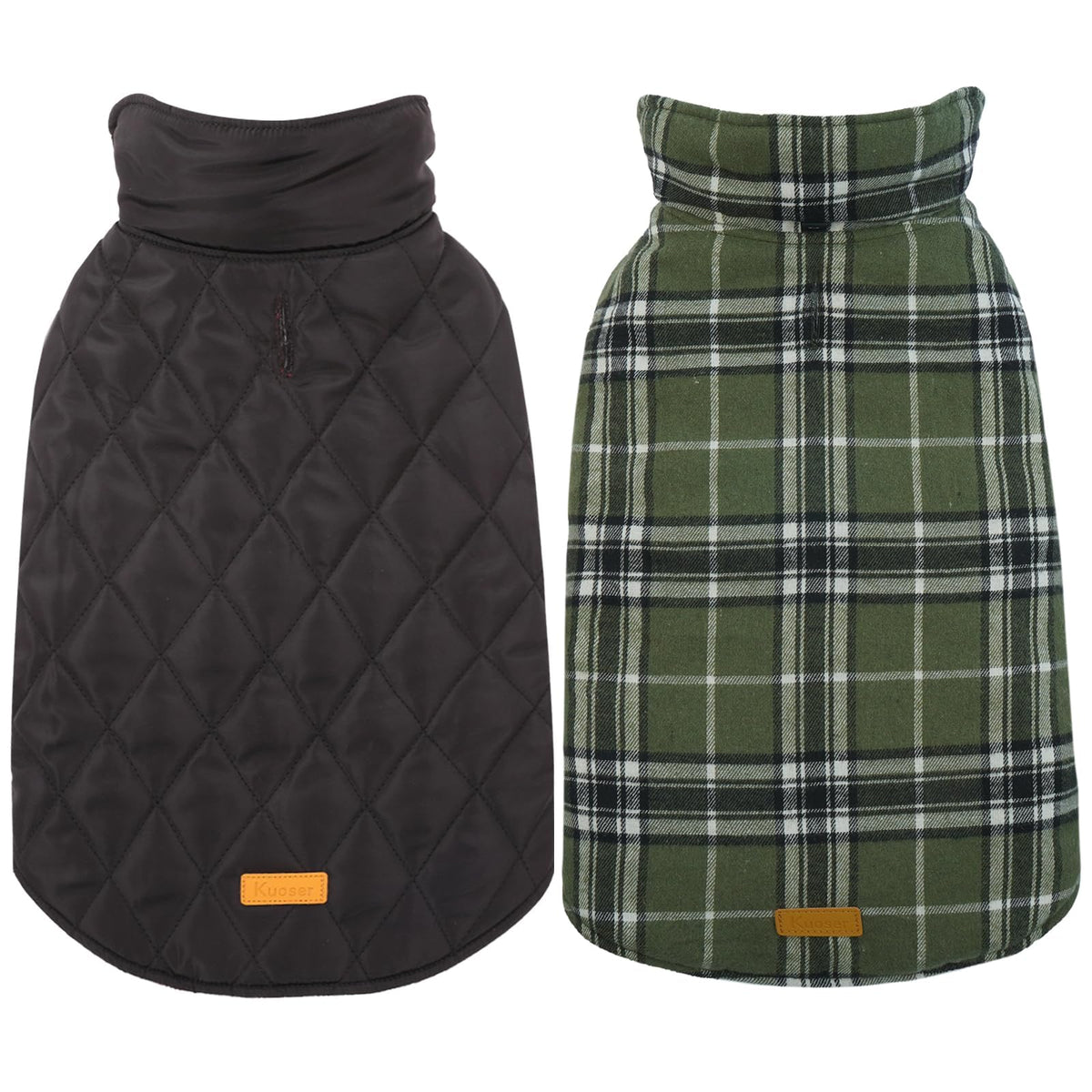 Kuoser Waterproof Dog Coat, Warm Reversible Dog Jacket with Leash Hole