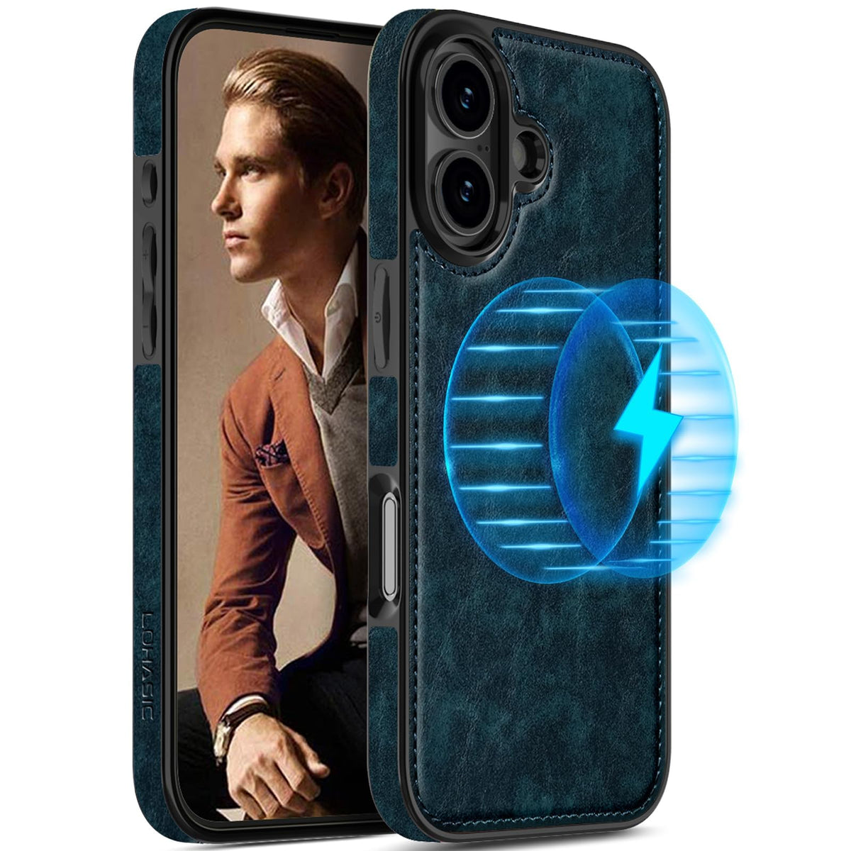 LOHASIC for iPhone 17 Leather Case, Magnetic Phone Case 6.3", Vintage Brown