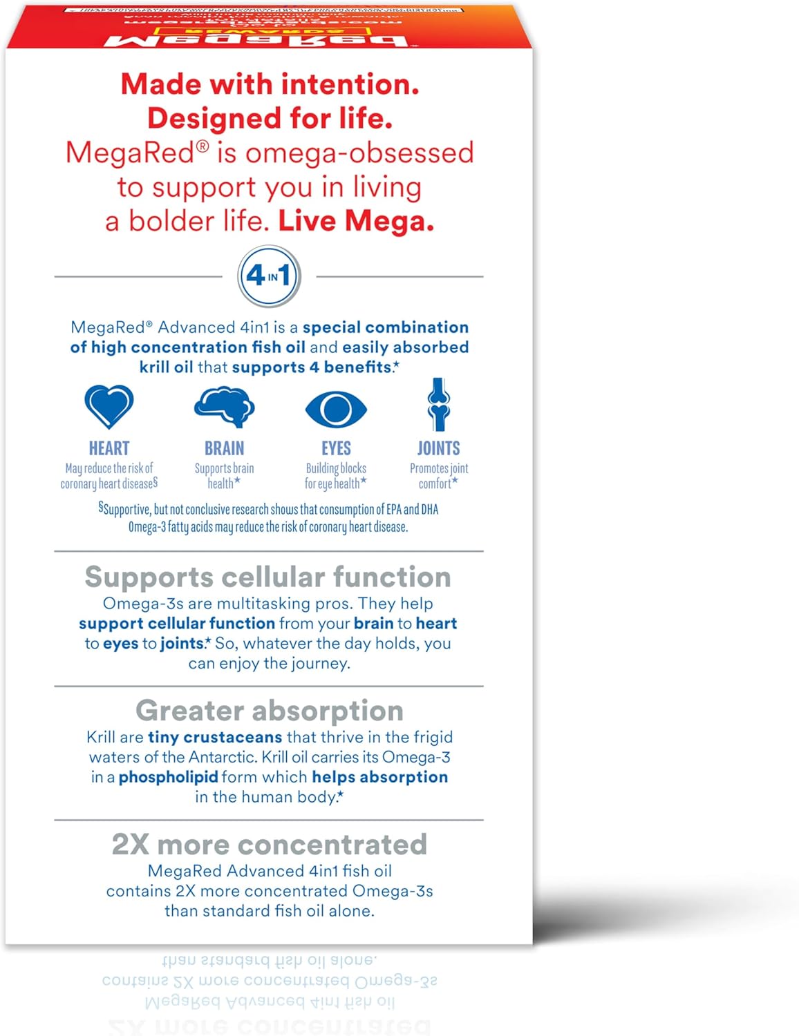 MegaRed Omega 3 Fish Oil & Antarctic Krill Oil Softgels for Brain, Heart, Joints & Eye Support, (80 Count Bottle), Concentrated Omega 3 Fatty Acid Supplement with EPA, DHA, Phospholipids