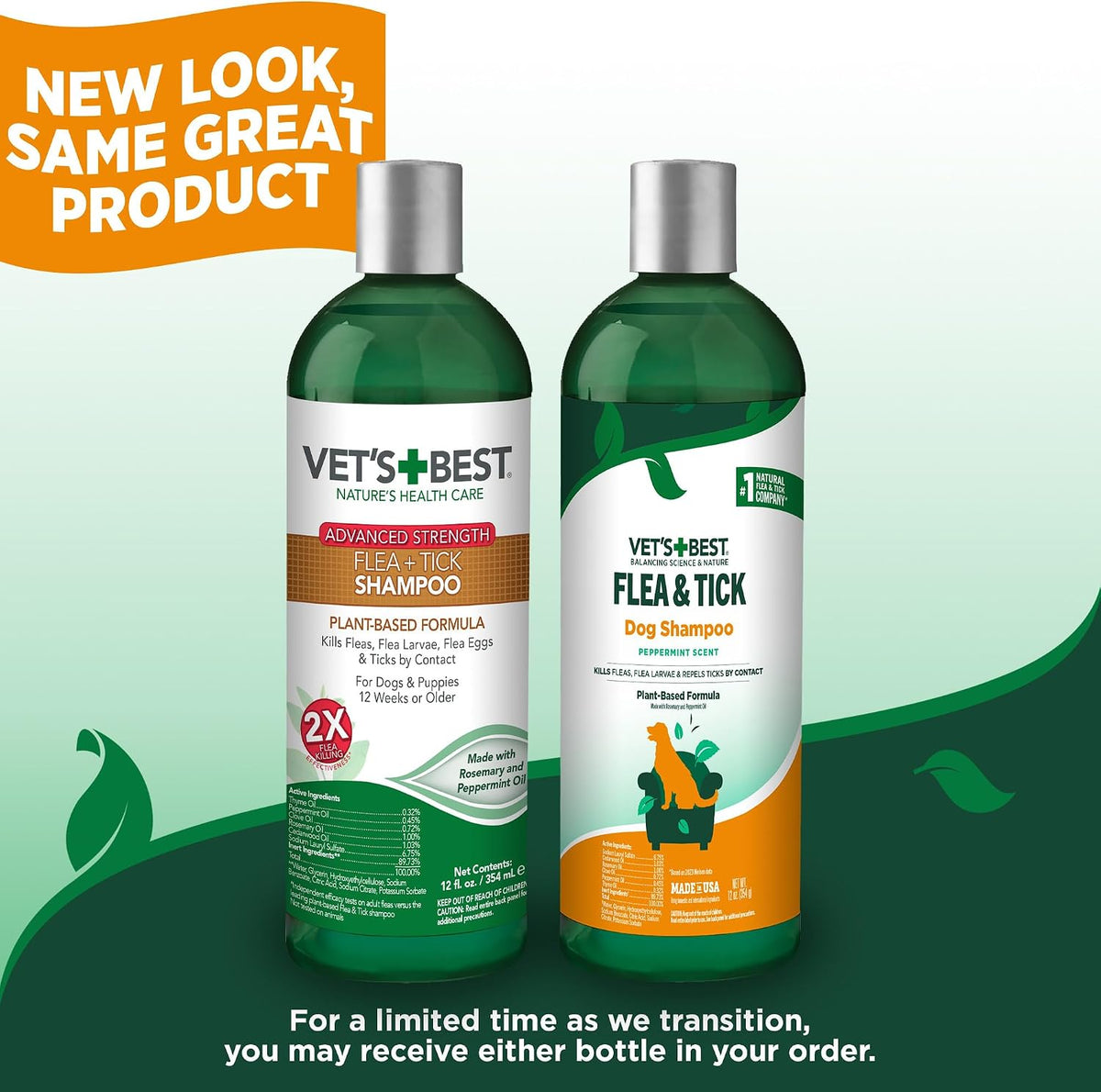 Vet's Best Flea & Tick Shampoo for Dogs, Plant-Based, 12 oz | Advanced Strength Shampoo, Kills Fleas & Ticks, Plant-Based Formula, Cleans & Freshens Coat, Made in USA