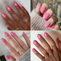 Olive & June Super Stick Press-On Nails, Taffy Bright Pink, Short, Round | No glue needed; 32 non-toxic tab nails in 16 sizes, easy on-off, non-damaging, 7-day wear; salon-quality mani at home