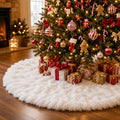 YEAHOME Christmas Tree Skirt, 48 Inch White Soft Faux Fur Tree Skirts Plush Christmas Decorations, White Ornaments Christmas Tree Skirts Xmas Decorations Indoor Holiday Party Decor