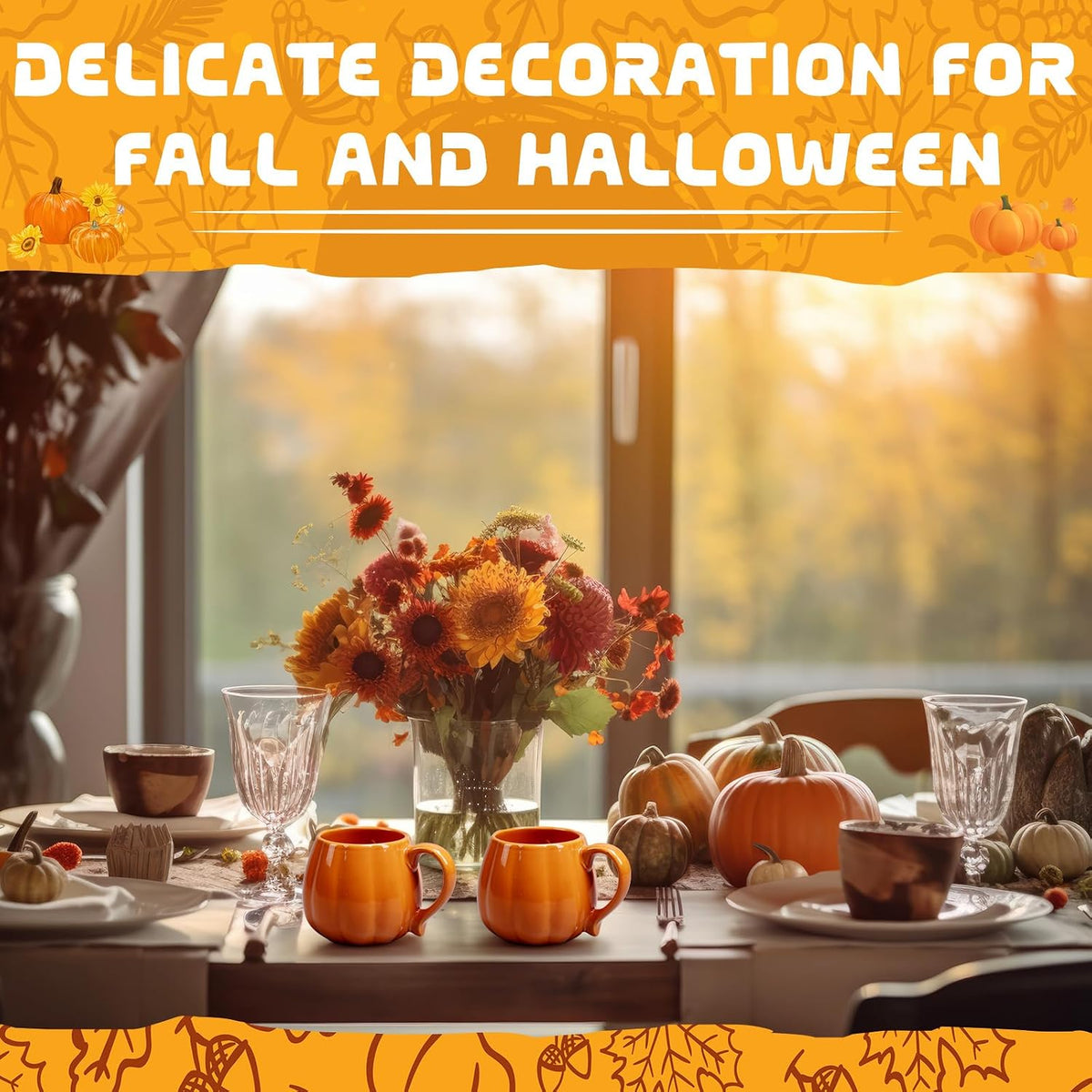 1 Pcs 14 oz Pumpkin Mug Ceramic Coffee Mug Fall Halloween Thanksgiving Autumn Pumpkin Shape Cup with Handle for Halloween Party Decoration