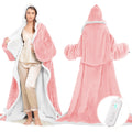 Wearable Heated Blanket with Foot Pocket, Electric Wearable Throw Blanket with Sleeves, Hood, Portable Heated Blanket with 8 Heat Settings, 1-10 Hours Auto Shut-off, Gift for Family, Friends, 50*70"