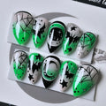 Pink Halloween Press on Nails Long Coffin Fake Nails Cute Ghost Bat Spider Web Design Glossy Acrylic Nails Reusable Stick on Nails Full Cover Artificial Nails Halloween Costume Party Daily Nail Decor