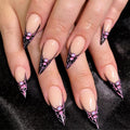 48Pcs Halloween Press on Nails Ghost Stick on Fingernails Monster Short Square False Nails Glossy Black Spider Web Acrylic Fake Nail Skull Gel Glue on Nail for Coquette Women Girls