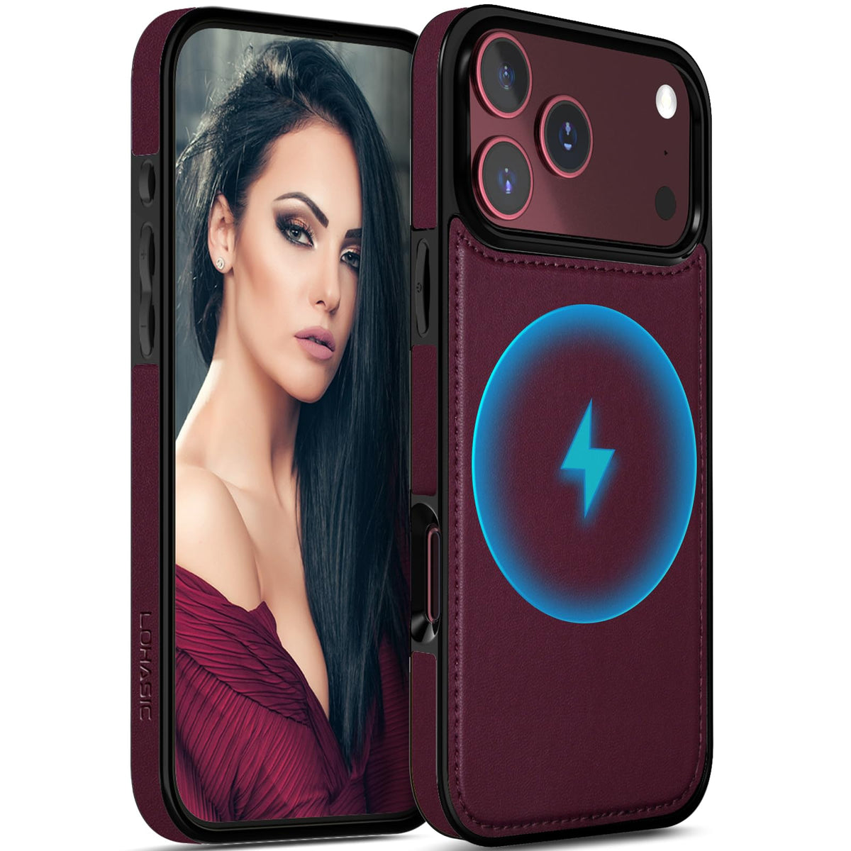 LOHASIC for iPhone 17 Leather Case, Magnetic Phone Case 6.3", Vintage Brown