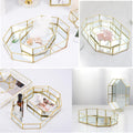 Hipiwe Mirror Glass Vanity Tray - Gold Ornate Makeup Organizer Perfume Tray