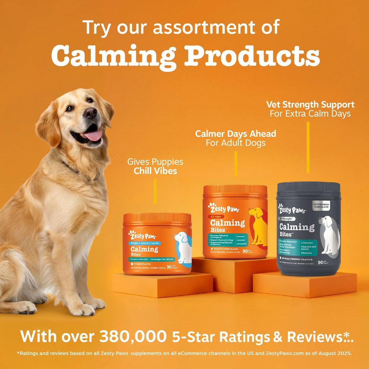 Zesty Paws Calming Chews for Dogs Composure & Relaxation for Everyday Stress & Separation Peanut Butter 90 Count