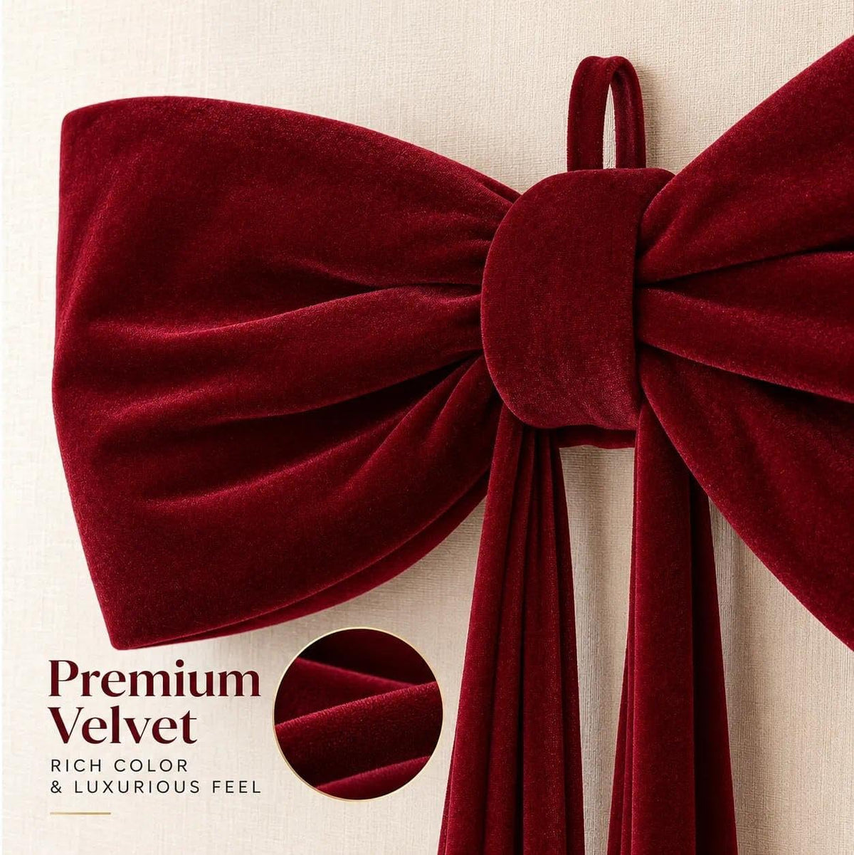 Giant Burgundy Red Velvet Christmas Tree Topper Bow 31.5"x79"