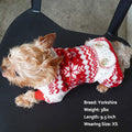 KYEESE Dog Christmas Pajamas for Small Dog Velvet Onesie with Red Snowflake